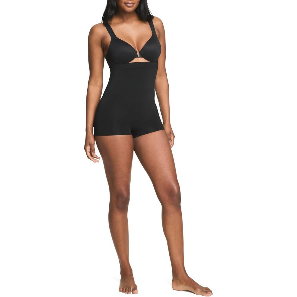 imageSPANX ASSETS Womens HighWaist Boyshort Seamless Power Sculpting NoShow Shapewear with Firm Tummy ControlVery Black