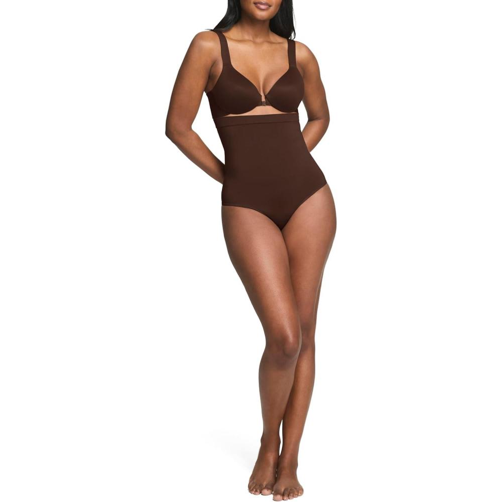 imageSPANX ASSETS Womens HighWaist Thong Seamless NoShow Shapewear with Lightweight Sculpting Fabric and Tummy SupportChestnut Brown
