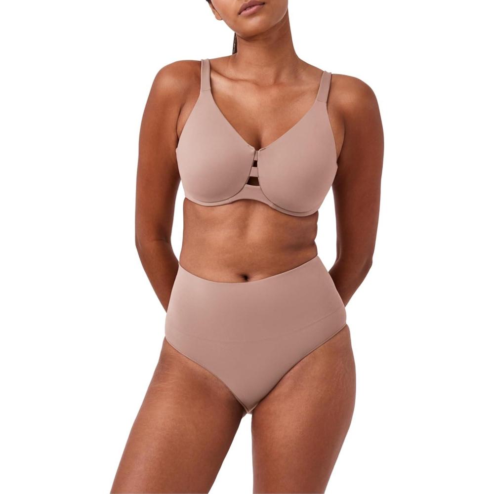 imageSPANX Low Profile Minimizer Bra  Minimize Breast Size by up to 1 Inch  QuickDrying Fabric  Comfortable Bras for WomenCafe Au Lait