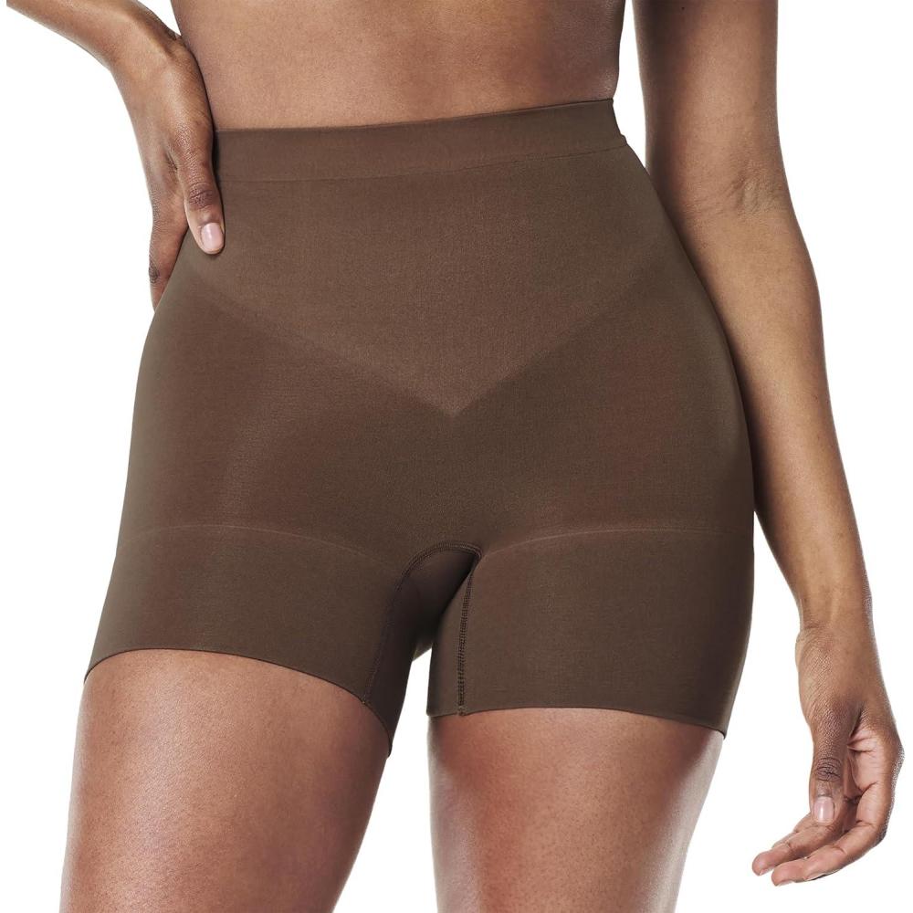 imageSPANX SPANXsculpt Seamless Power Shorty  For All Hemline Lengths  Lightweight Core Control Shapewear  DigFree WaistbandChestnut Brown