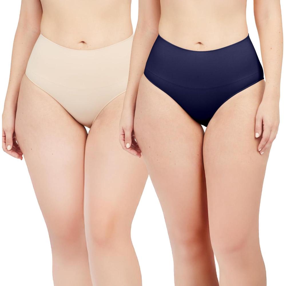 imageSPANX SPANXshape Everyday Shaping Brief  Core Control Shapewear Underwear  Invisible Under Clothes  Seamless DesignSoft NudeTimeless NavyM