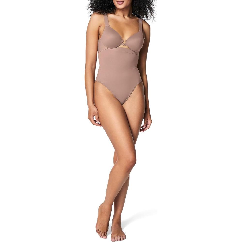 imageSPANXsculpt Seamless Power HighWaisted Thong  Womens Shapewear Lingerie  Seamless Thong  No Visible Panty LinesCafe Au Lait