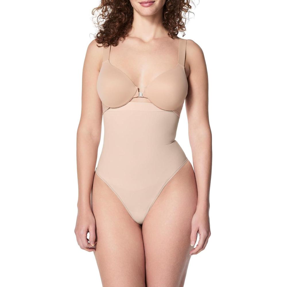 imageSPANXsculpt Seamless Power HighWaisted Thong  Womens Shapewear Lingerie  Seamless Thong  No Visible Panty LinesSoft Nude
