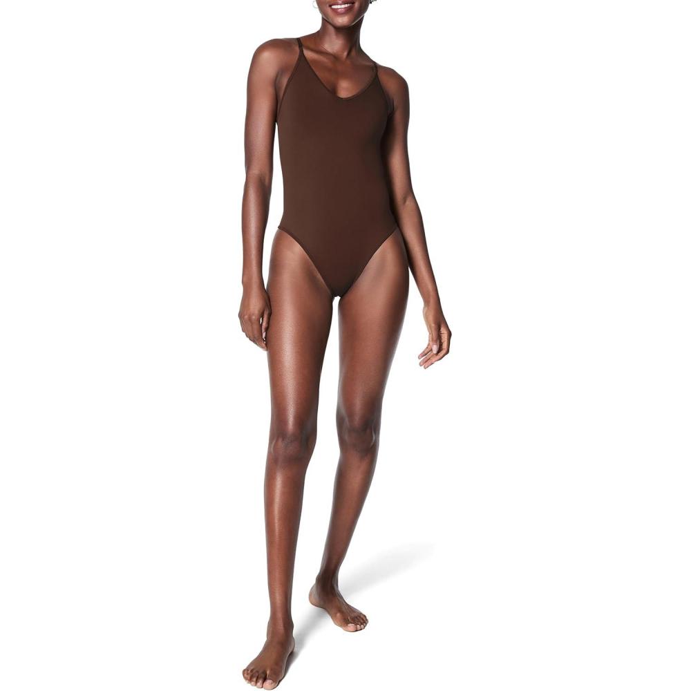 imageSPANXsculpt Seamless Power Thong Bodysuit  Soft Seamless Shapewear for Women  Adjustable Straps  With Snap ClosureChestnut Brown