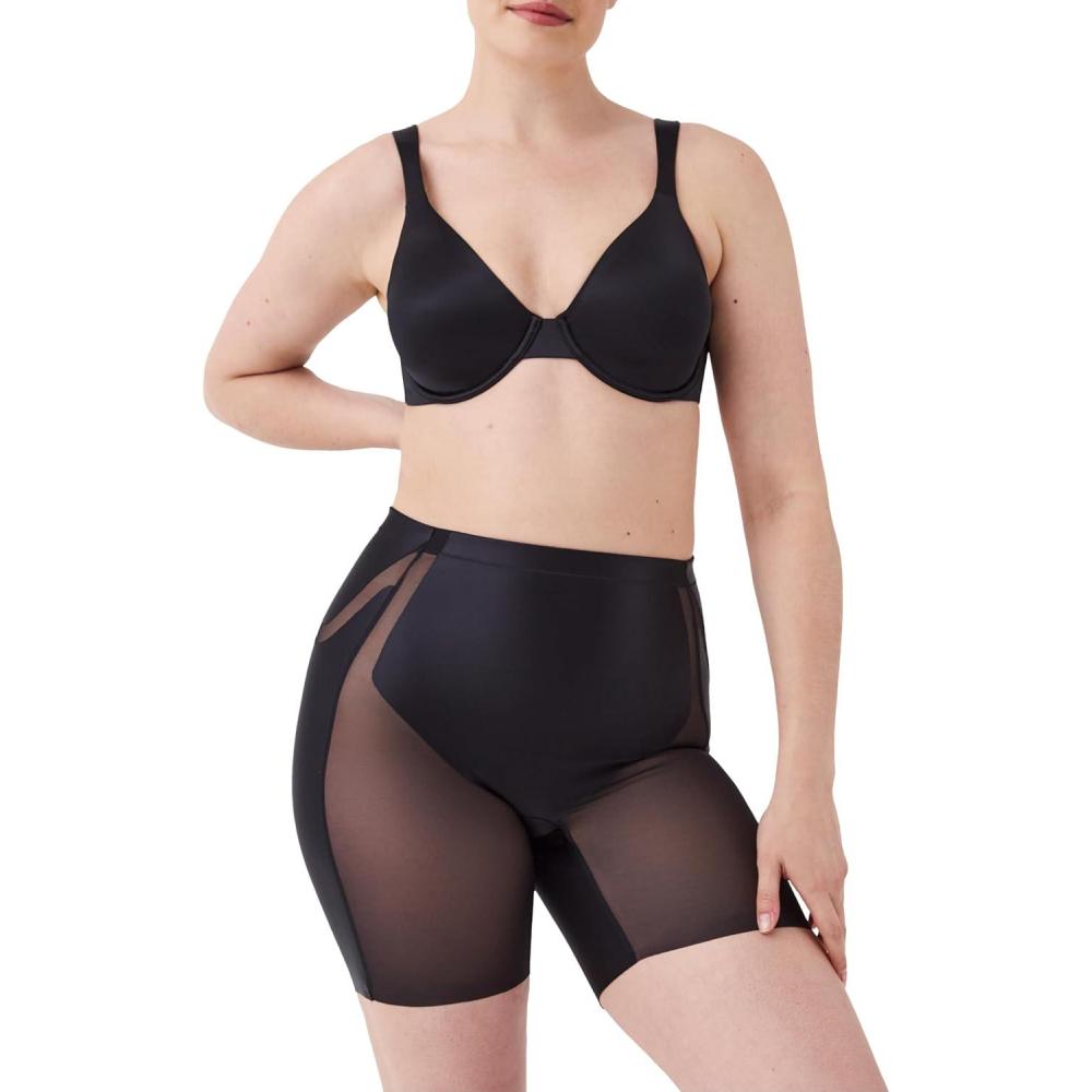 imageSPANXshape BootyLifting MidThigh Short  Butt Lifting Shorts  Medium Compression  With Tummy ShapingVery Black