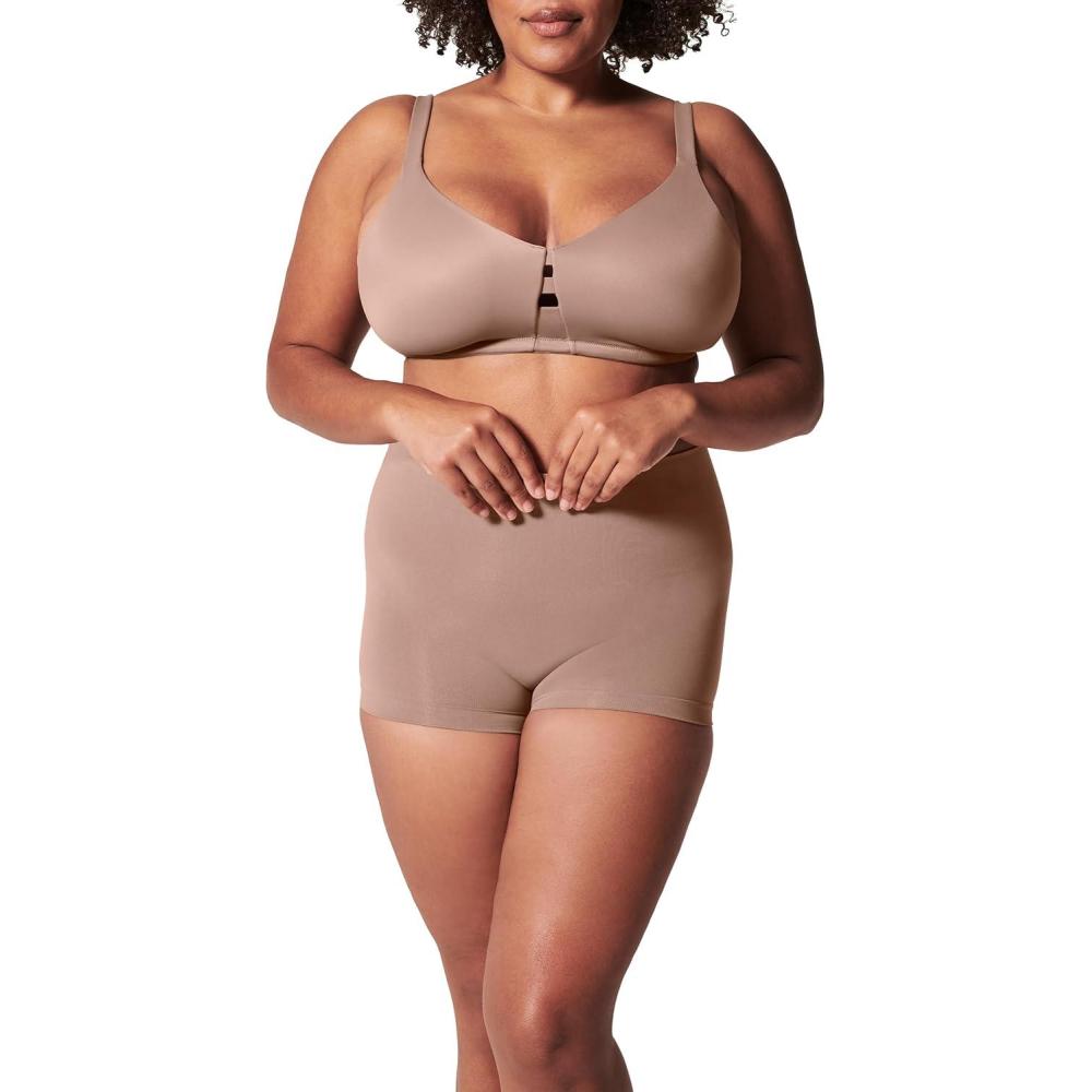 imageSPANXshape ExtraOrdinary Boyshort  Sculpting Compression  Womens Shapewear Underwear  Recycled Nylon Fabric BlendCafe Au Lait