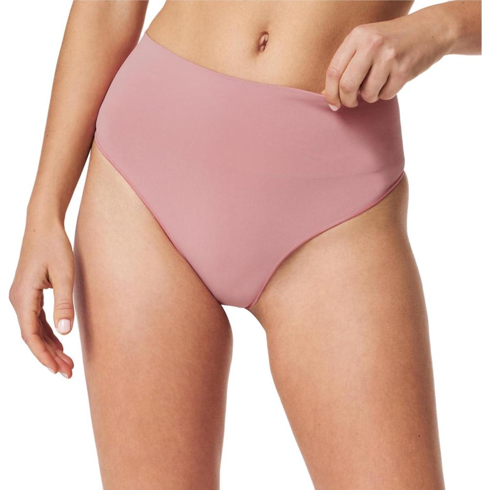imageSPANXshape ExtraOrdinary Thong  Sculpting with Compression  Womens Shapewear Underwear  Recycled Nylon Fabric BlendCamellia Pink
