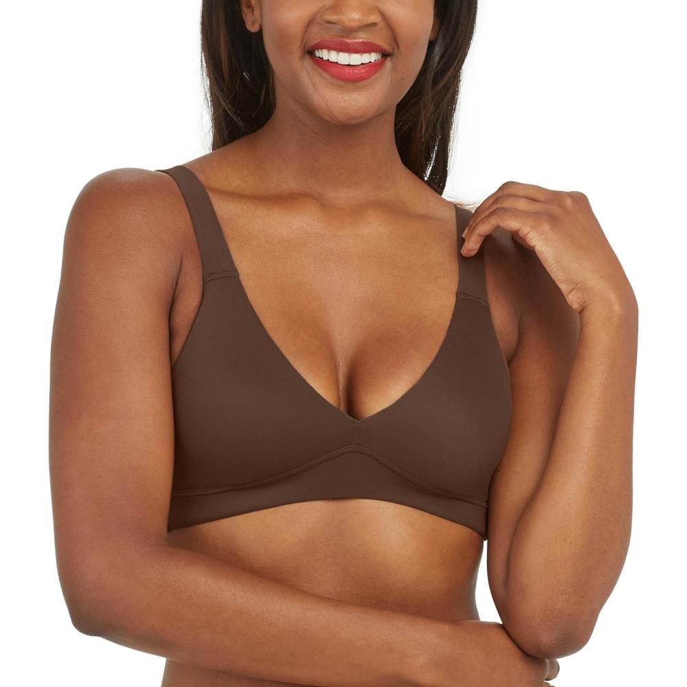 imageSPANXsmooth BraLlelujah Unlined Bralette  Comfortable Support  WireFree Bra  Hosiery Back Smoothing  DigFree StrapsChestnut Brown