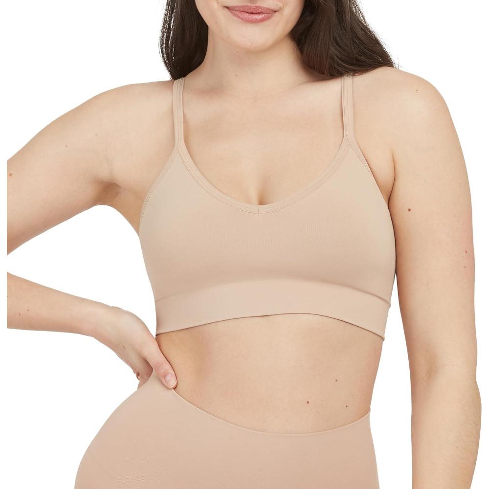 imageSPANXsmooth EcoCare Seamless Shaping Longline Bralette  Comfortable Everyday Bralette  Womens Bra with No UnderwireToasted Oatmeal