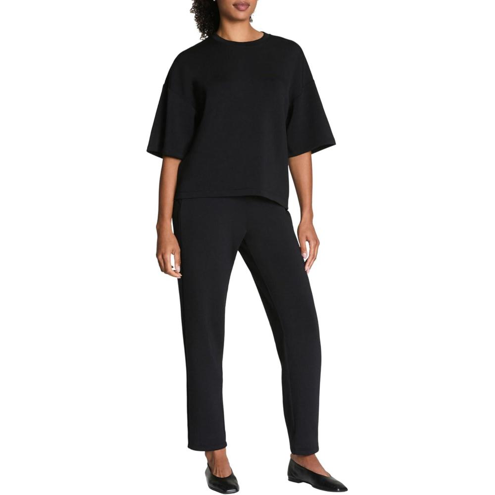imageSpanx AirEssentials Slim Straight Pant  AnkleLength Relaxed Lounge Trousers  UPF 50 ProtectionVery Black