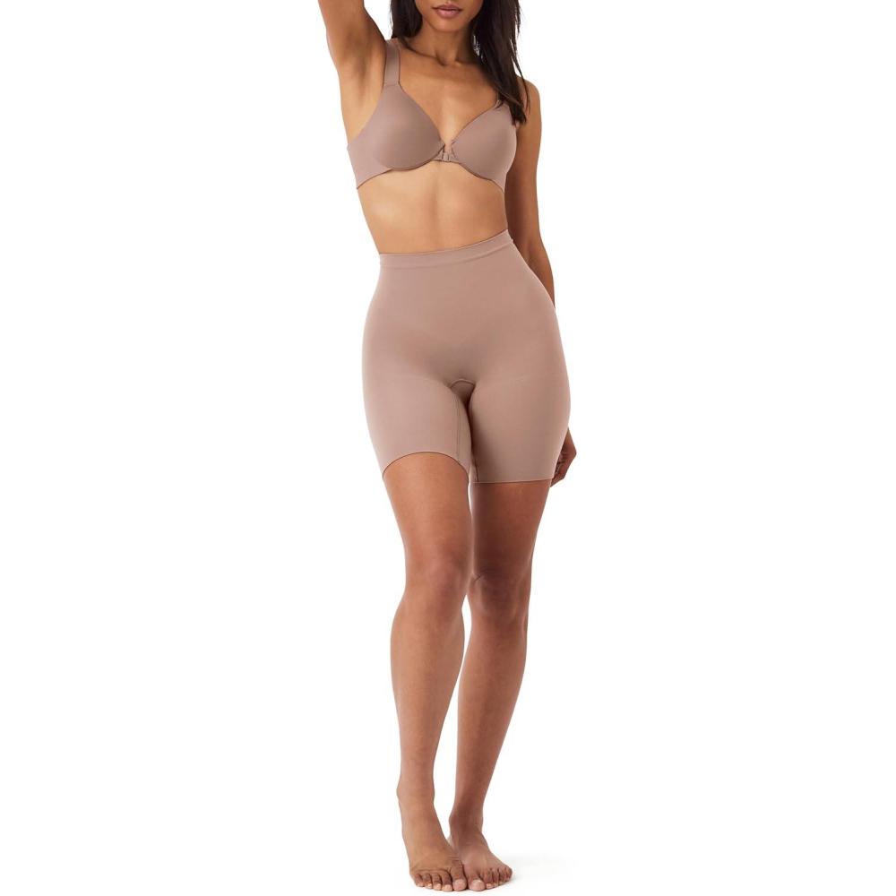 imageSpanx SPANXsculpt Seamless Power MidThigh Short  Core Shapewear  Lightweight AllDay Shaping ampamp Support  No Panty LinesCafe Au Lait