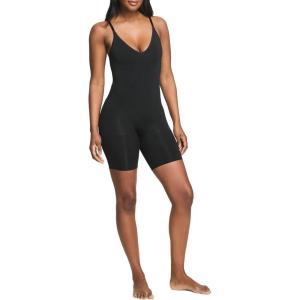 SPANX ASSETS Women’s Cami Mid-Thigh Bodysuit, Seamless Lightweight Shapewear Body Shaper for Firm Tummy Control(Very Black)