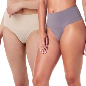 SPANX SPANXsupersmooth Undie-tectable Thong – Comfortable Core Control – Invisible Shapewear Thong – Women’s No Show Thong Underwear-Soft Nude-Mythical Grey-S
